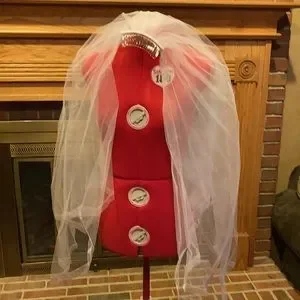 NWOT off white wedding veil comb. Waist length w blusher &organza ribbon edge Short Wedding Veil with Organza Ribbon Edge | WeddingVeil.com main image 3